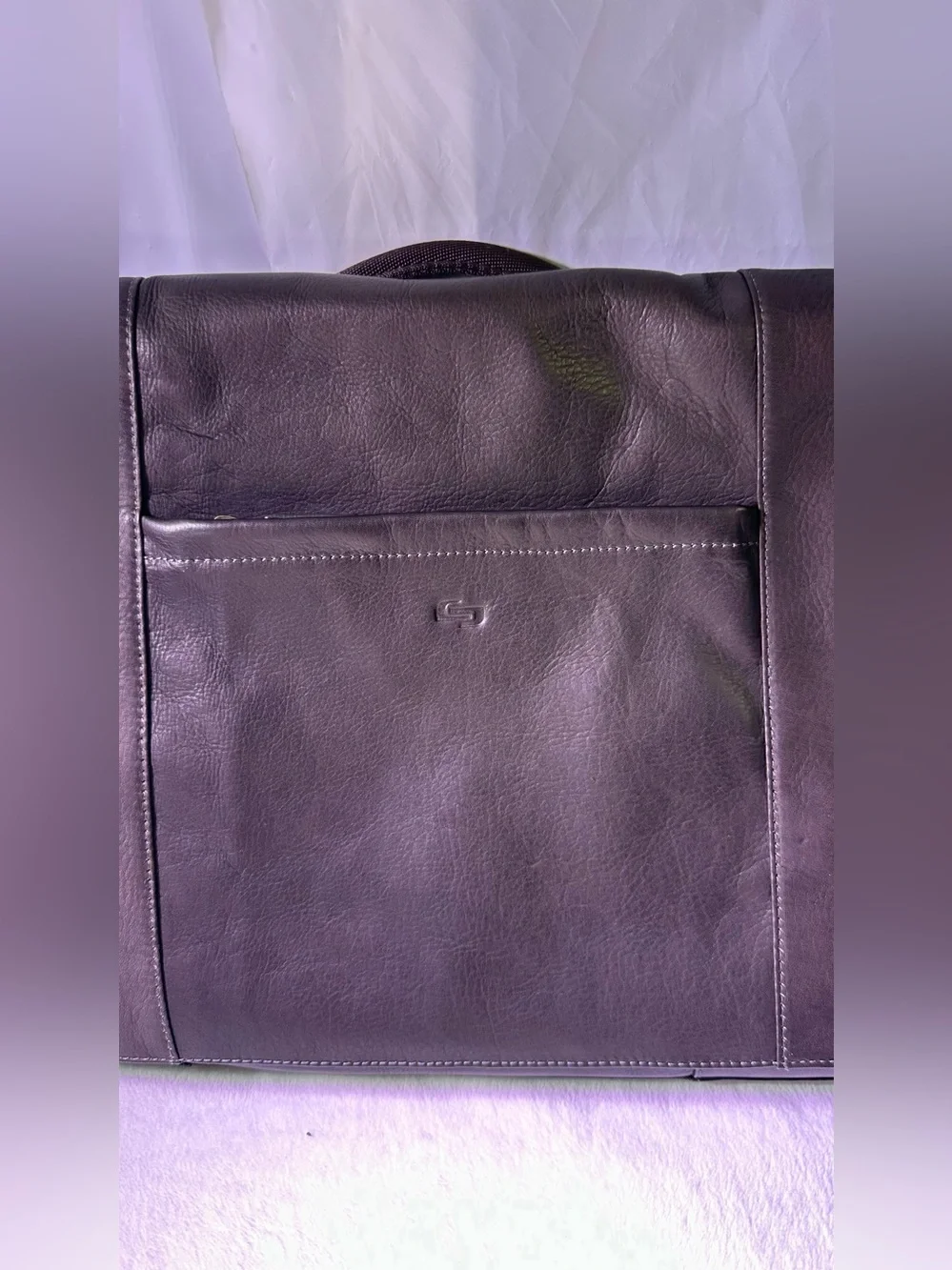 Men's Leather Messenger Bag - Black